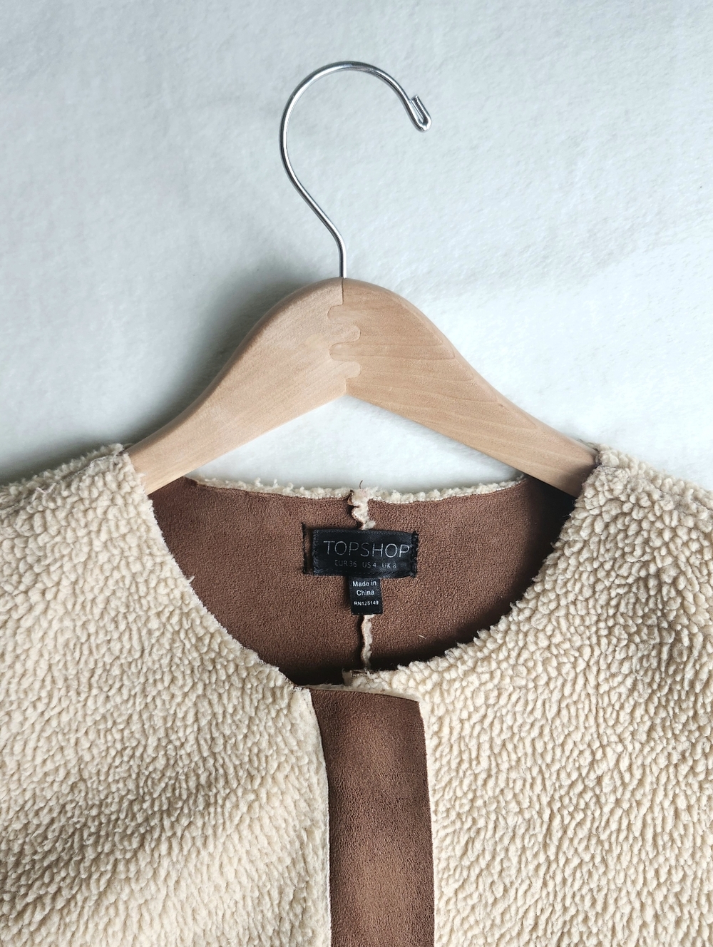 Topshop Teddy Faux Shearling Coat Jacket - Beige Tan, Oversize Style, Size US4